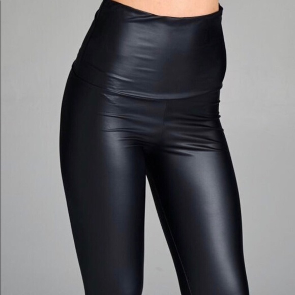 #60 High Waisted Faux Leather Leggings - Picture 3 of 3